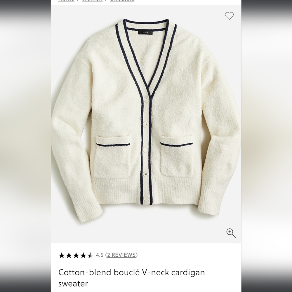 Cotton-blend bouclé V-neck cardigan sweater